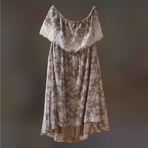 Studio Y Strapless Boho Style Dress XL with lace details Cottage core Coquette
